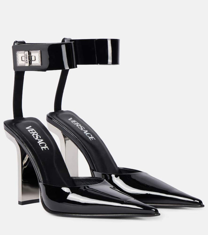 Versace Patent leather slingback pumps