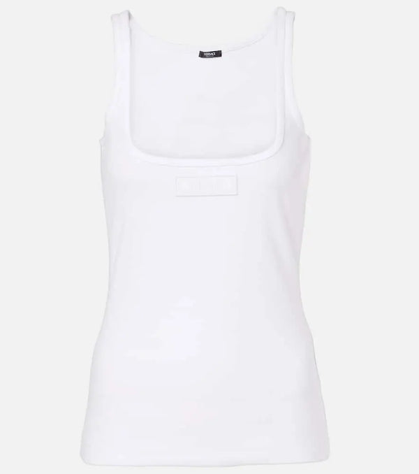 Versace Ribbed-knit cotton-blend tank top