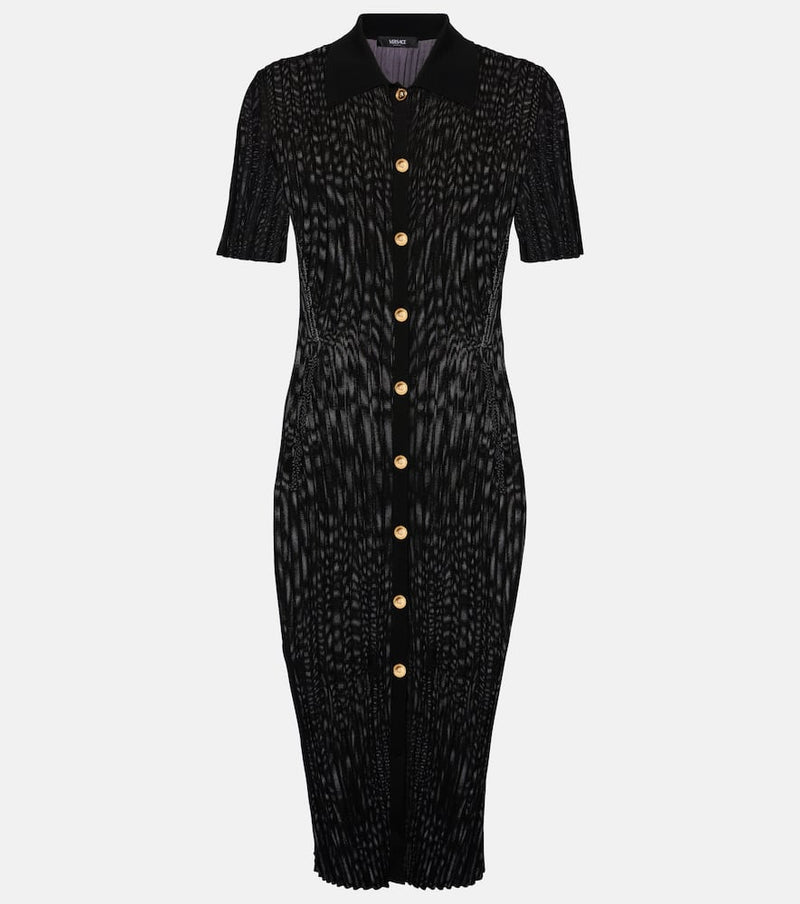 Versace Ribbed-knit midi dress