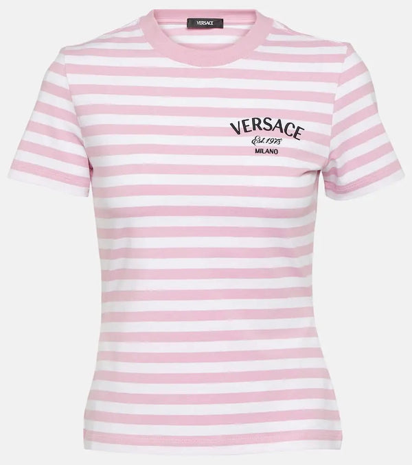 Versace Striped cotton-blend jersey T-shirt | LYBSTORE