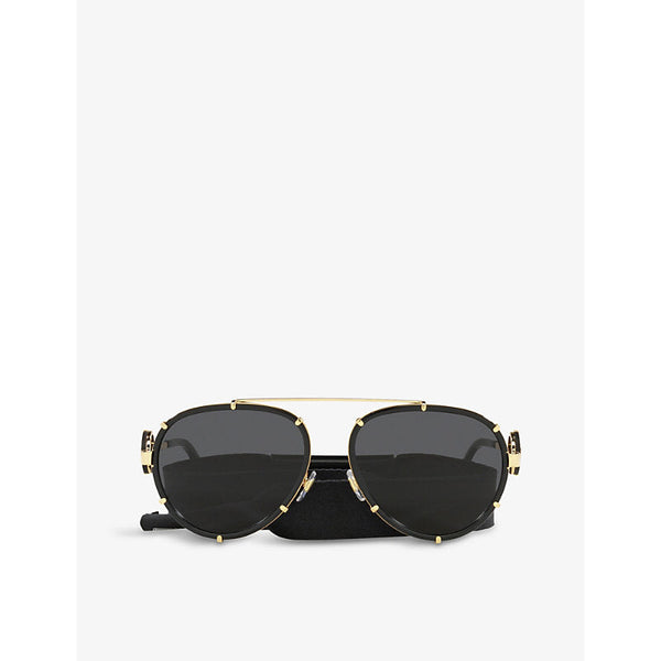 Versace VE2232 logo-engraved aviator sunglasses | LYBSTORE