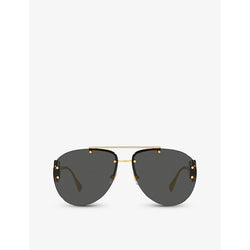 Versace VE2250 pilot-frame medallion-embellished metal sunglasses | LYBSTORE