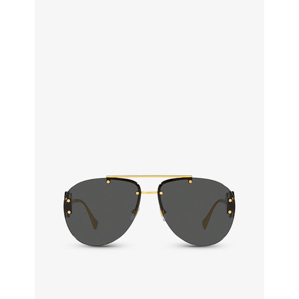 Versace VE2250 pilot-frame medallion-embellished metal sunglasses | LYBSTORE