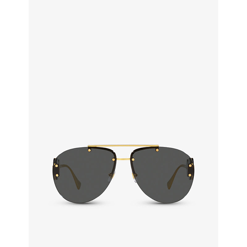 Versace VE2250 pilot-frame medallion-embellished metal sunglasses | LYBSTORE