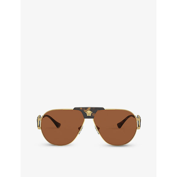 Versace VE2252 aviator-frame steel sunglasses | LYBSTORE