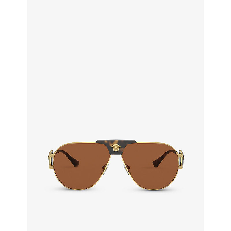 Versace VE2252 aviator-frame steel sunglasses | LYBSTORE