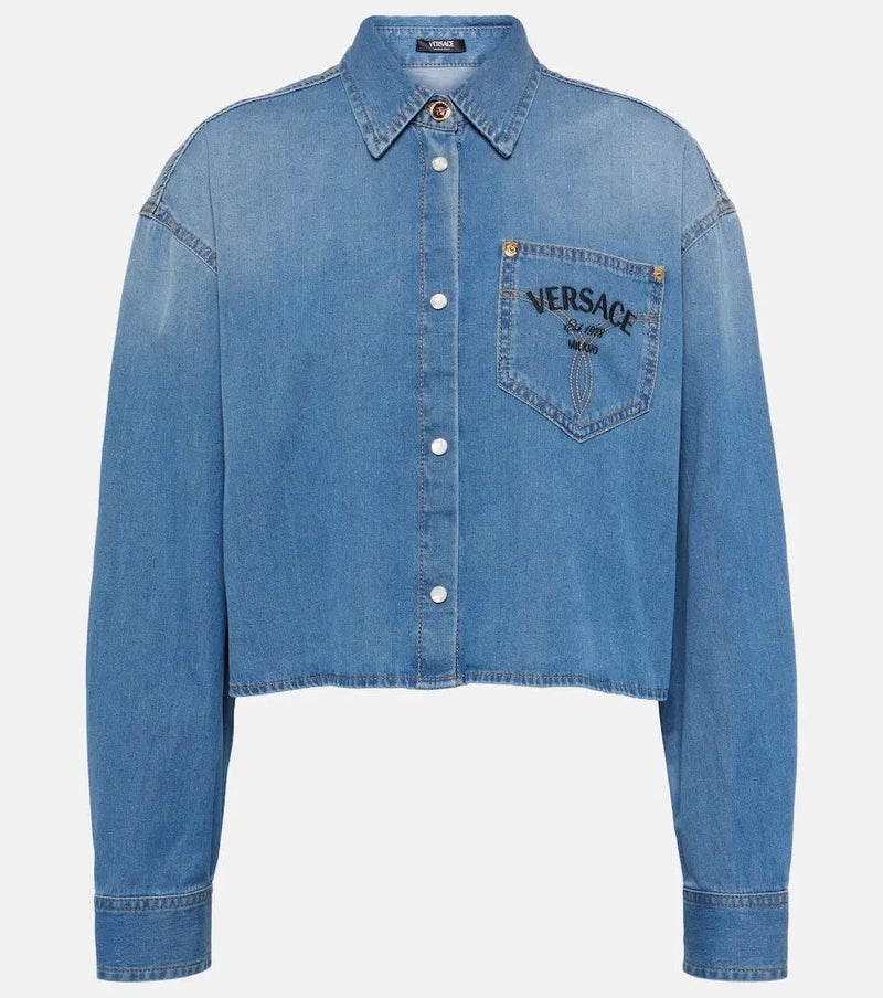 Versace Versace Milano cropped denim shirt | LYBSTORE