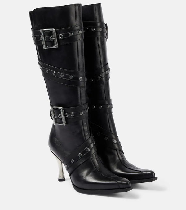 Vetements Belt leather knee-high boots | LYBSTORE