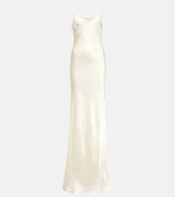 Victoria Beckham Bridal lace-trimmed satin maxi dress | LYBSTORE