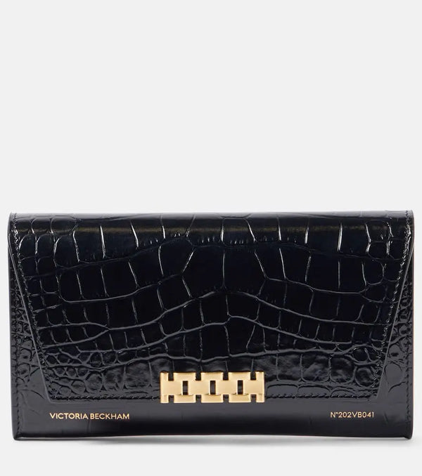 Victoria Beckham Croc-effect leather wallet on chain | LYBSTORE