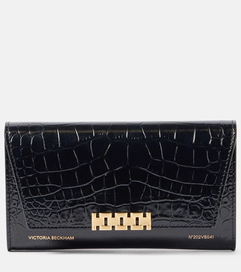 Victoria Beckham Croc-effect leather wallet on chain | LYBSTORE