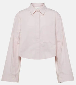 Victoria Beckham Cropped cotton-blend shirt | LYBSTORE