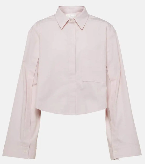 Victoria Beckham Cropped cotton-blend shirt | LYBSTORE