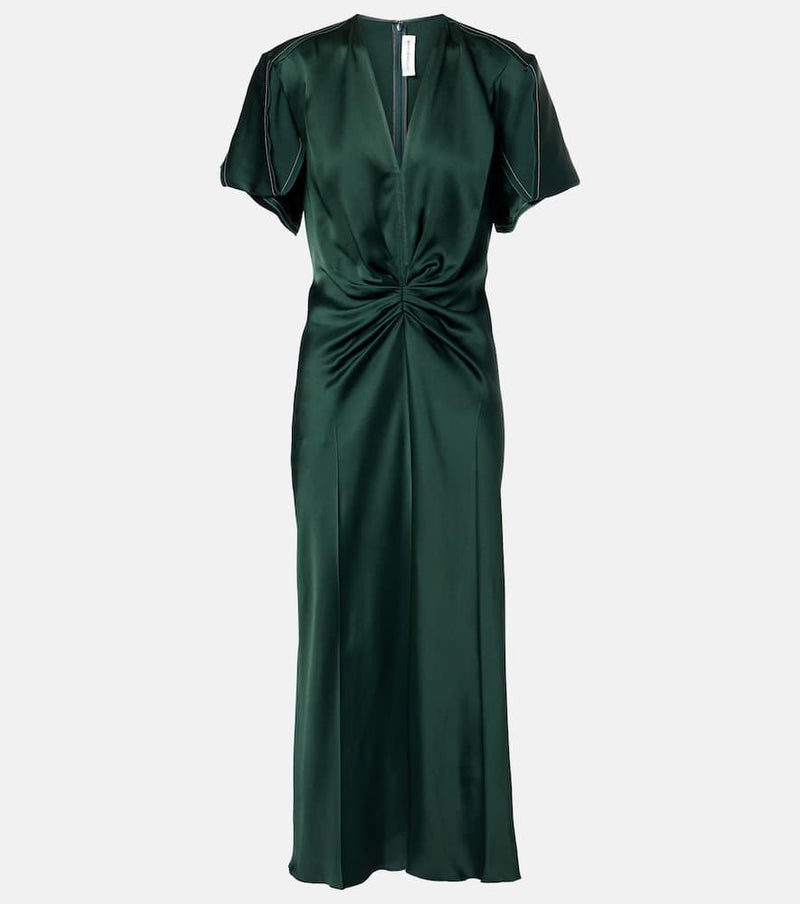 Victoria Beckham Gathered crêpe satin midi dress