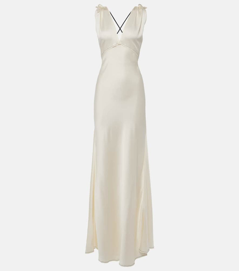 Victoria Beckham Gathered open-back crêpe satin gown