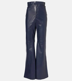 Victoria Beckham High-rise leather flared pants | LYBSTORE