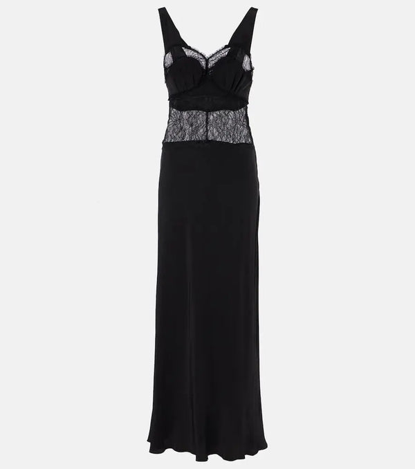 Victoria Beckham Lace-trimmed silk midi dress | LYBSTORE