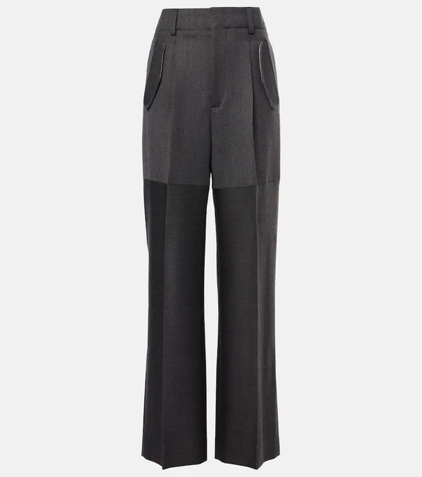 Victoria Beckham Paneled wool wide-leg pants | LYBSTORE