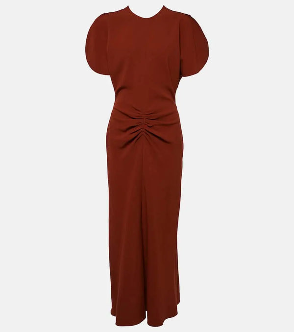 Victoria Beckham Puff-sleeve gathered midi dress