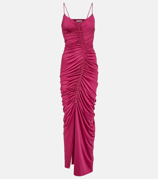 Victoria Beckham Ruched jersey maxi dress | LYBSTORE