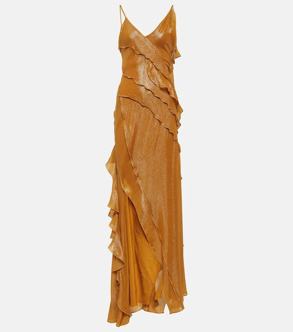 Victoria Beckham Ruffled lamé gown | LYBSTORE