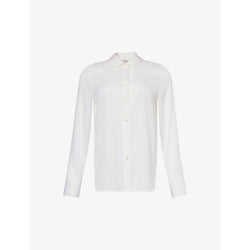  Vince Curved-hem slim-fit silk-blend shirt