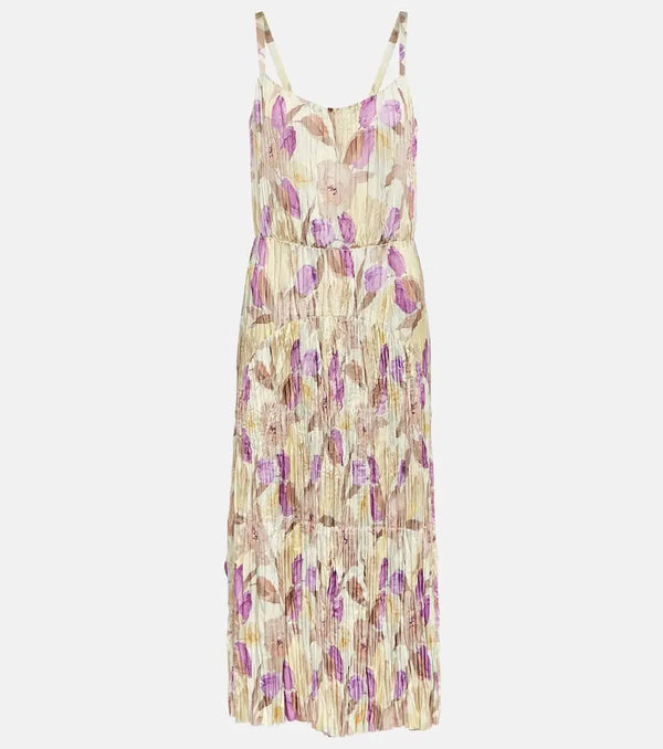 Vince Floral pleated midi dress | LYBSTORE