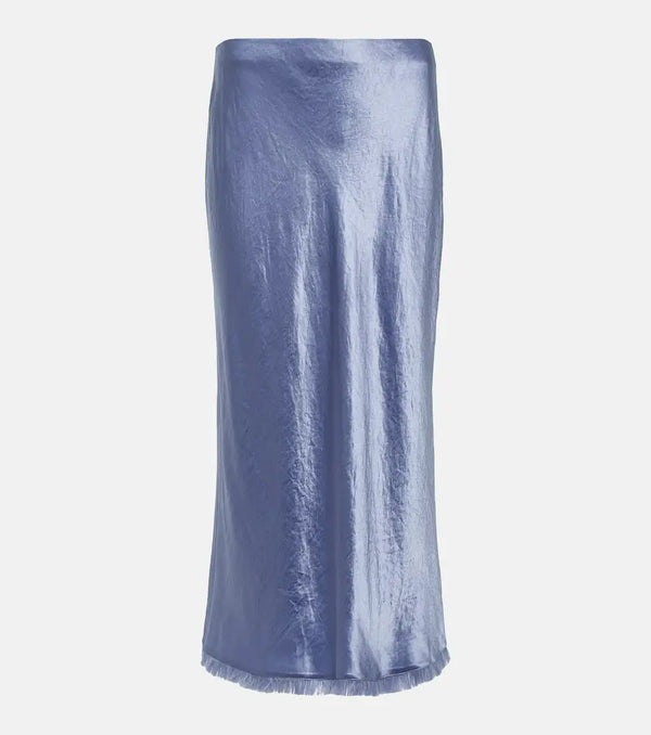 Vince Fringed satin midi skirt | LYBSTORE