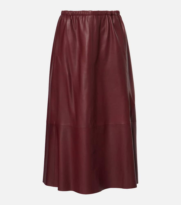 Vince Gathered leather midi skirt