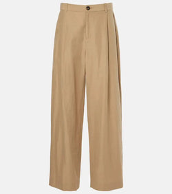 Vince High-rise cotton-blend wide-leg pants | LYBSTORE