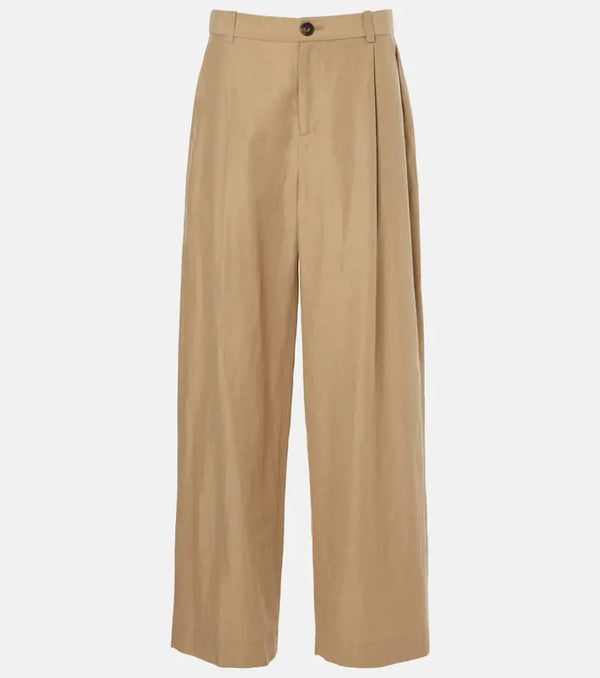 Vince High-rise cotton-blend wide-leg pants | LYBSTORE