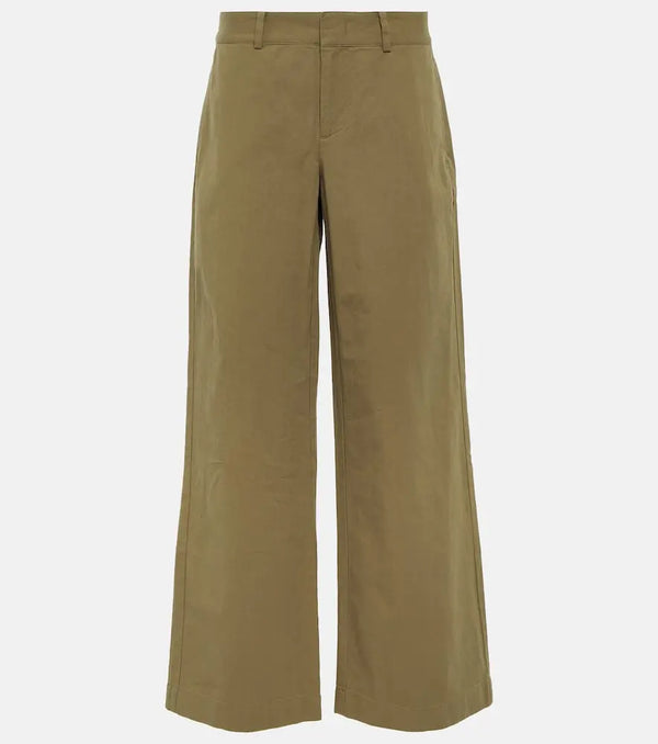 Vince High-rise cotton twill wide-leg pants | LYBSTORE