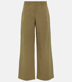 Vince High-rise cotton twill wide-leg pants