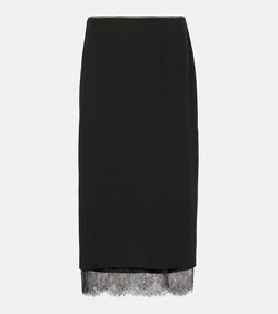 Vince Lace-trimmed midi skirt | LYBSTORE