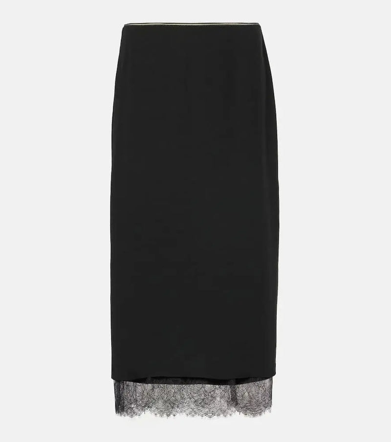 Vince Lace-trimmed midi skirt | LYBSTORE