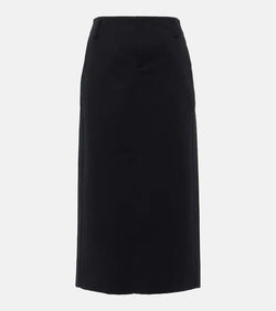 Vince Low-rise cotton-blend midi skirt | LYBSTORE