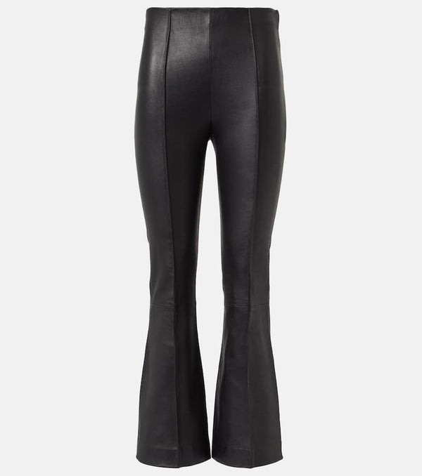 Vince Mid-rise leather cropped flared pants