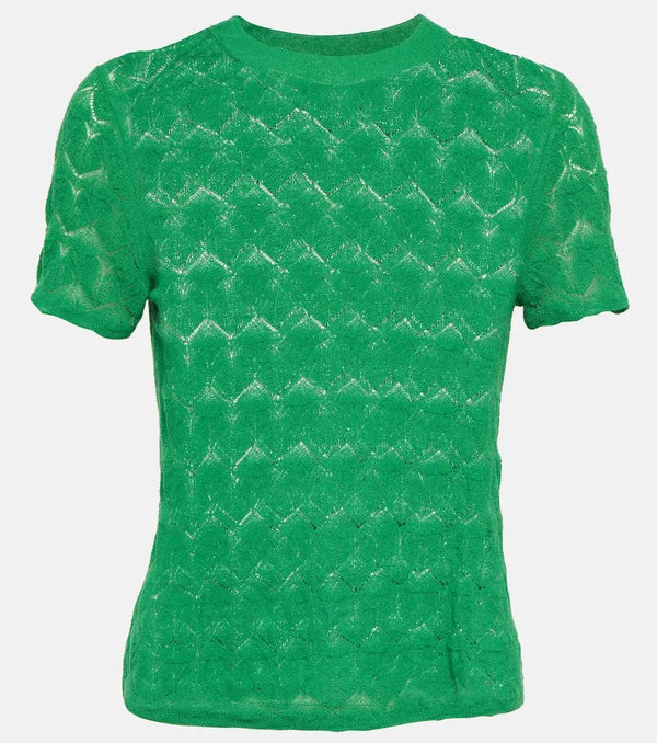 Vince Openwork cotton lace T-shirt | LYBSTORE