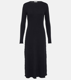 Vince Ribbed-knit cotton-blend midi dress