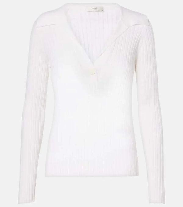 Vince Ribbed-knit wool and silk-blend top | LYBSTORE