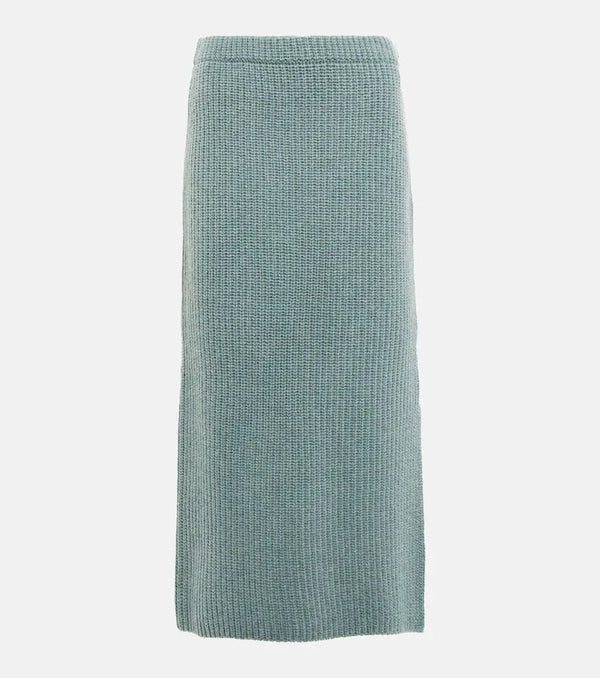 Vince Ribbed-knit wool and yak midi skirt | LYBSTORE