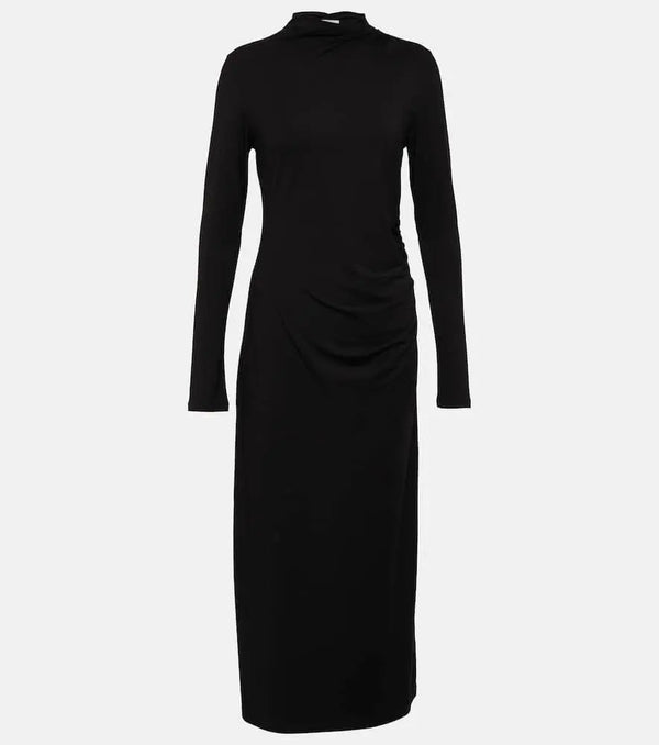 Vince Ruched high-neck jersey midi dress