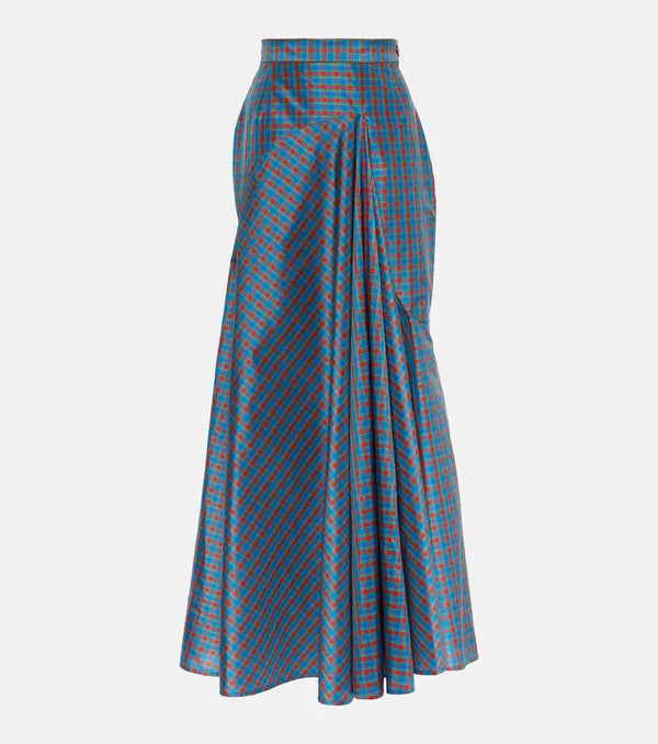 Vivienne Westwood Checked ruffled silk-blend maxi skirt | LYBSTORE