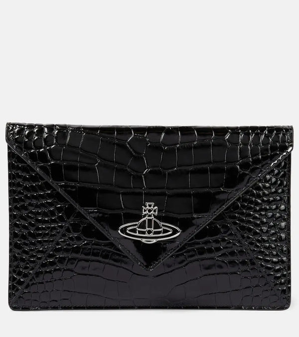 Vivienne Westwood Croc-effect leather clutch | LYBSTORE