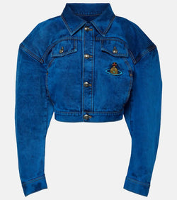 Vivienne Westwood Embroidered cropped denim jacket | LYBSTORE