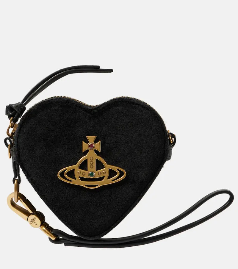 Vivienne Westwood Heart velvet coin purse with strap