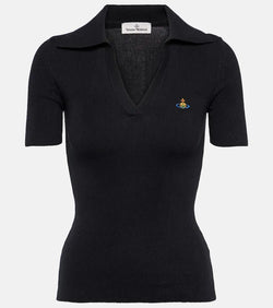 Vivienne Westwood Marina ribbed-knit cotton jersey polo top