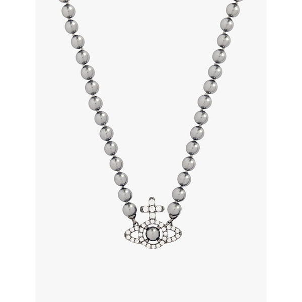 Vivienne Westwood Olympia ruthenium-plated brass and pearl beaded necklace