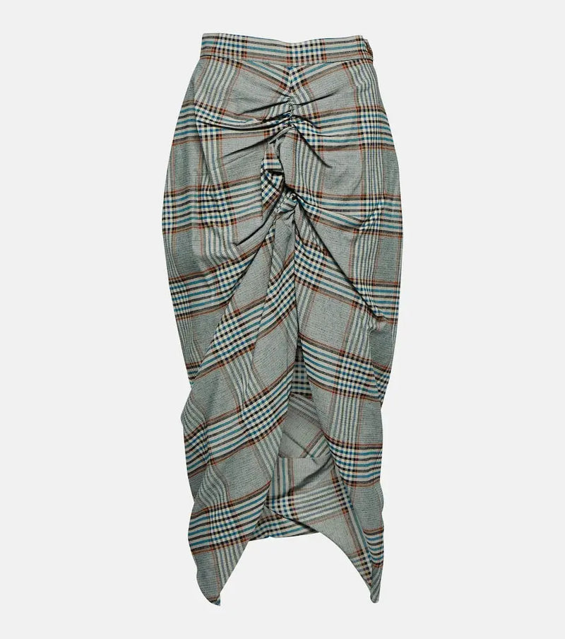 Vivienne Westwood Panther checked gathered midi skirt | LYBSTORE