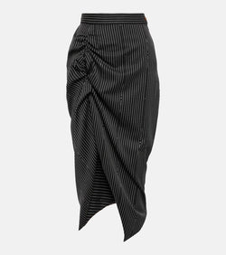 Vivienne Westwood Pinstriped wool and cotton midi skirt